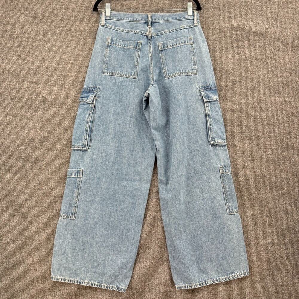 Old Navy Womens Baggy Wide Leg Cargo Jeans Size 4 Mid Rise Cotton Skater Y2K New - Picture 4 of 11